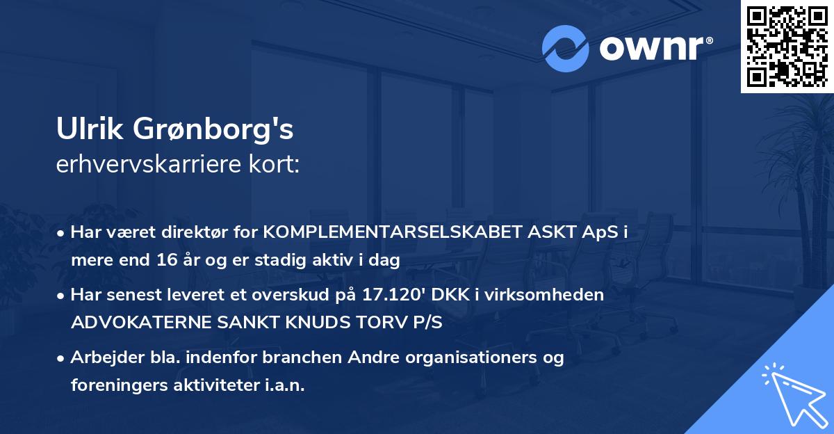 Ulrik Grønborg's erhvervskarriere kort