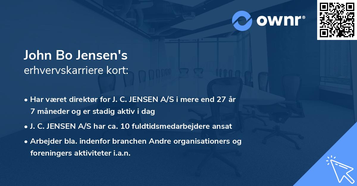 John Bo Jensen's erhvervskarriere kort