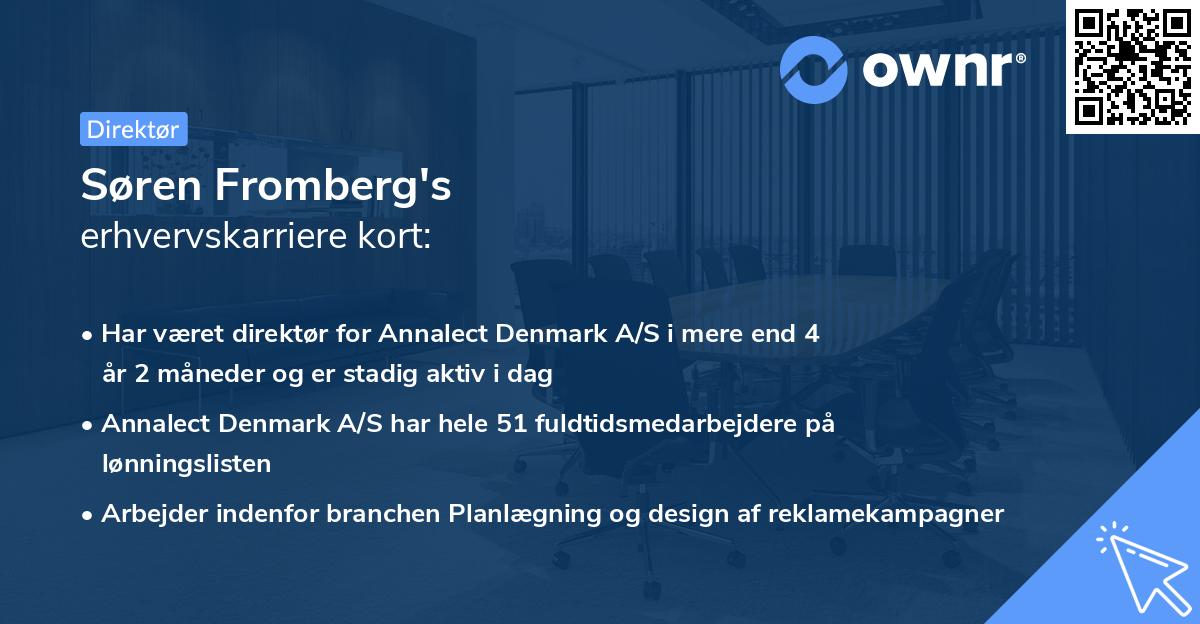 Søren Fromberg's erhvervskarriere kort