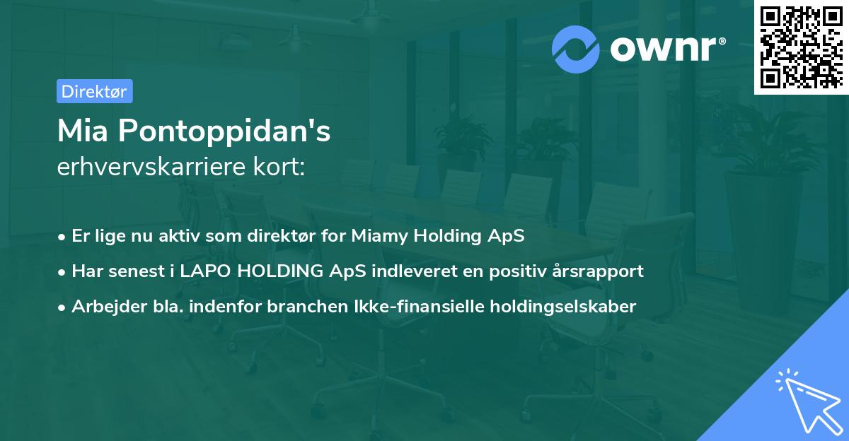 Mia Pontoppidan's erhvervskarriere kort