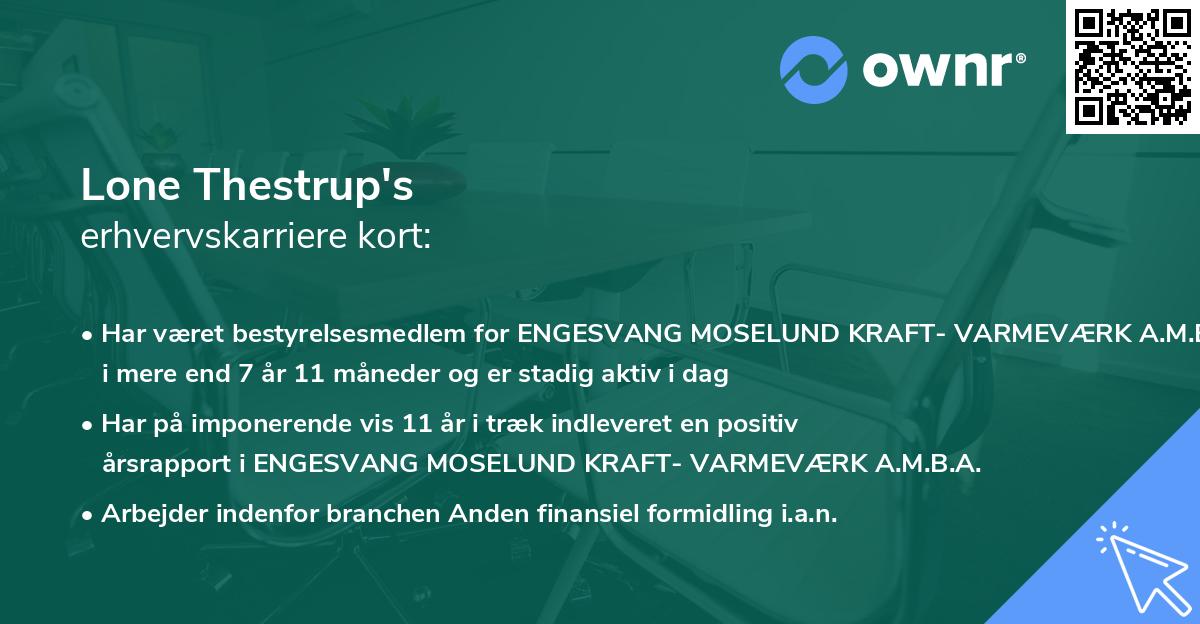 Lone Thestrup's erhvervskarriere kort