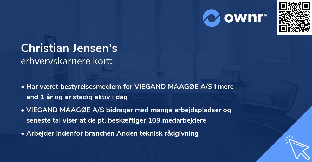 Christian Jensen's erhvervskarriere kort