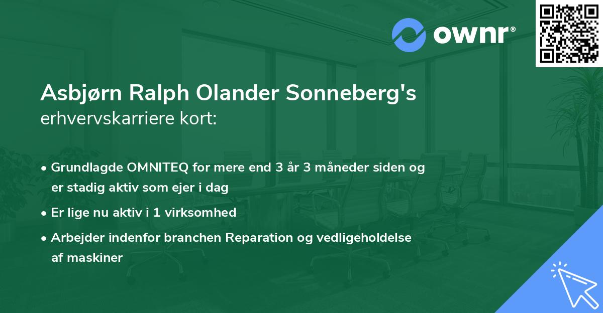 Asbjørn Ralph Olander Sonneberg's erhvervskarriere kort