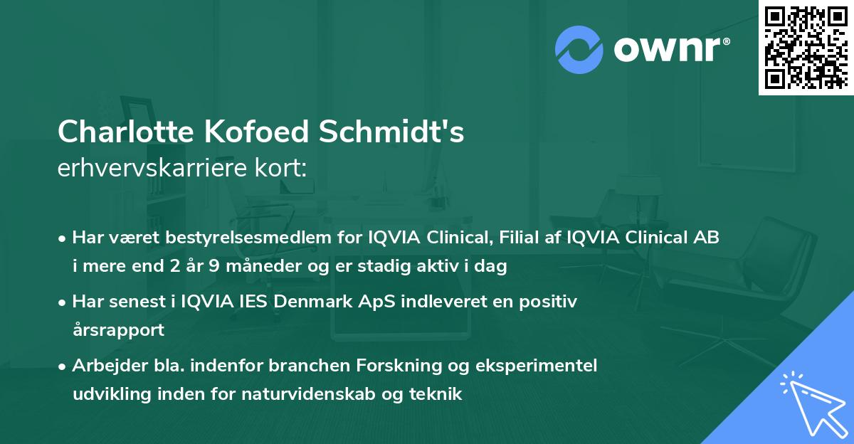 Charlotte Kofoed Schmidt's erhvervskarriere kort