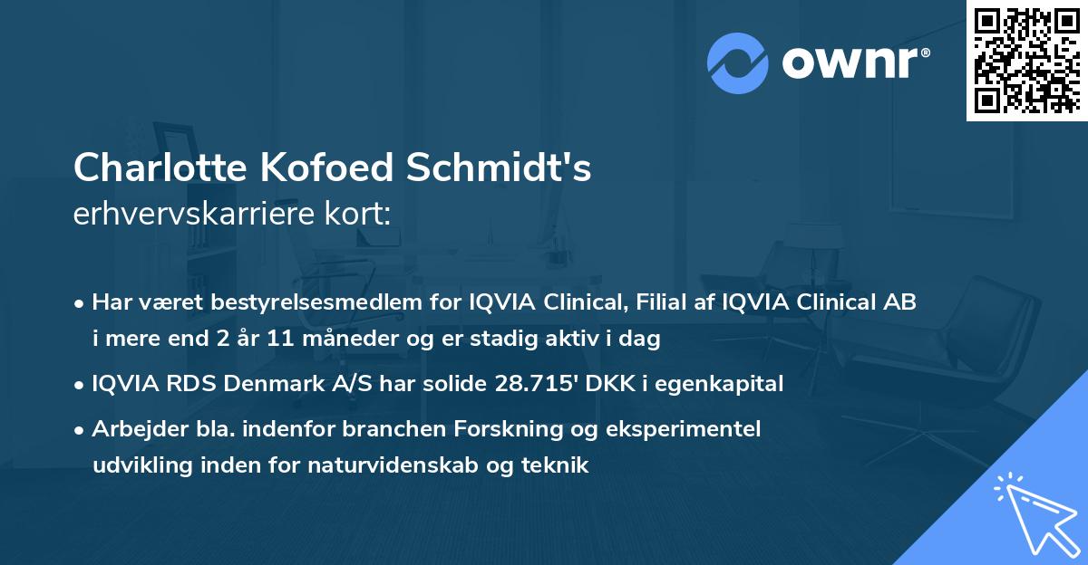 Charlotte Kofoed Schmidt's erhvervskarriere kort
