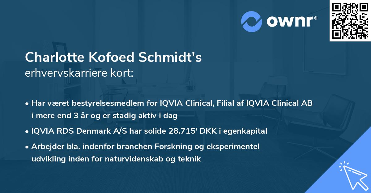 Charlotte Kofoed Schmidt's erhvervskarriere kort