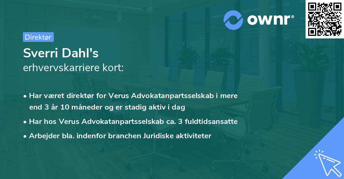 Sverri Dahl's erhvervskarriere kort