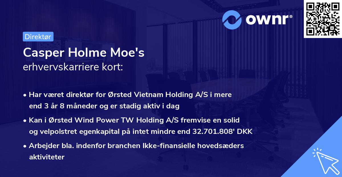 Casper Holme Moe's erhvervskarriere kort