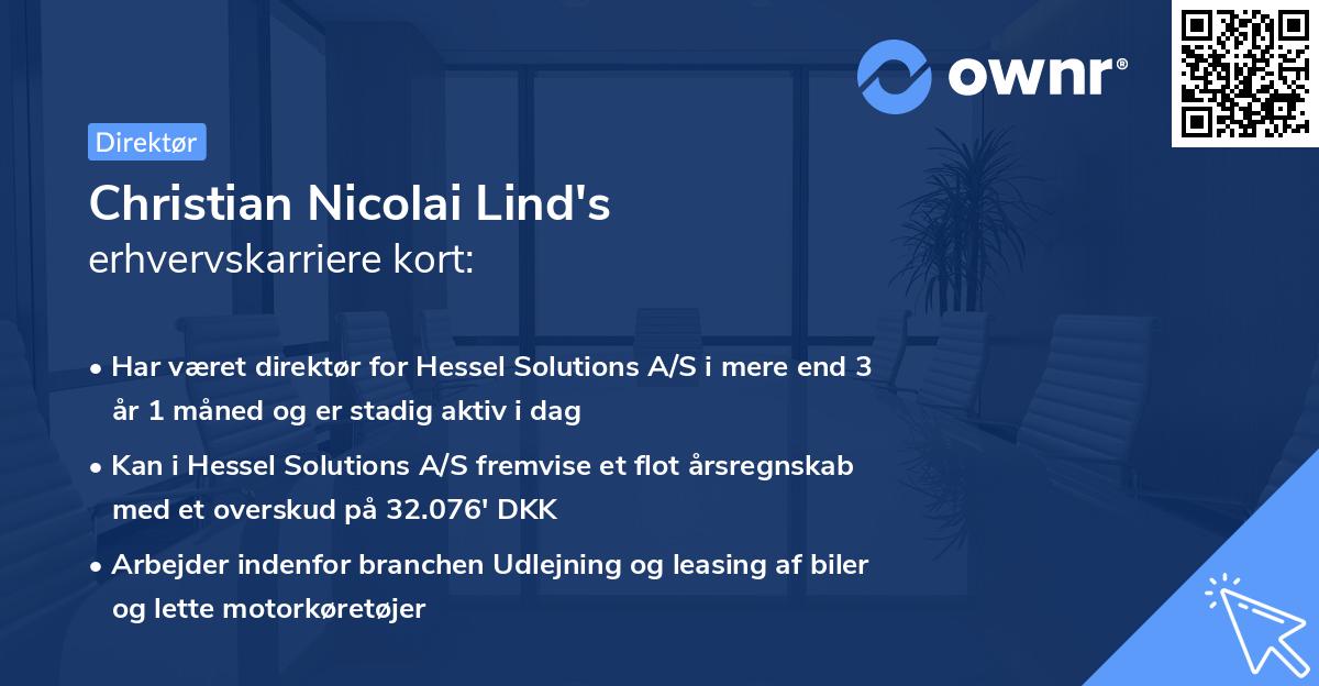 Christian Nicolai Lind's erhvervskarriere kort