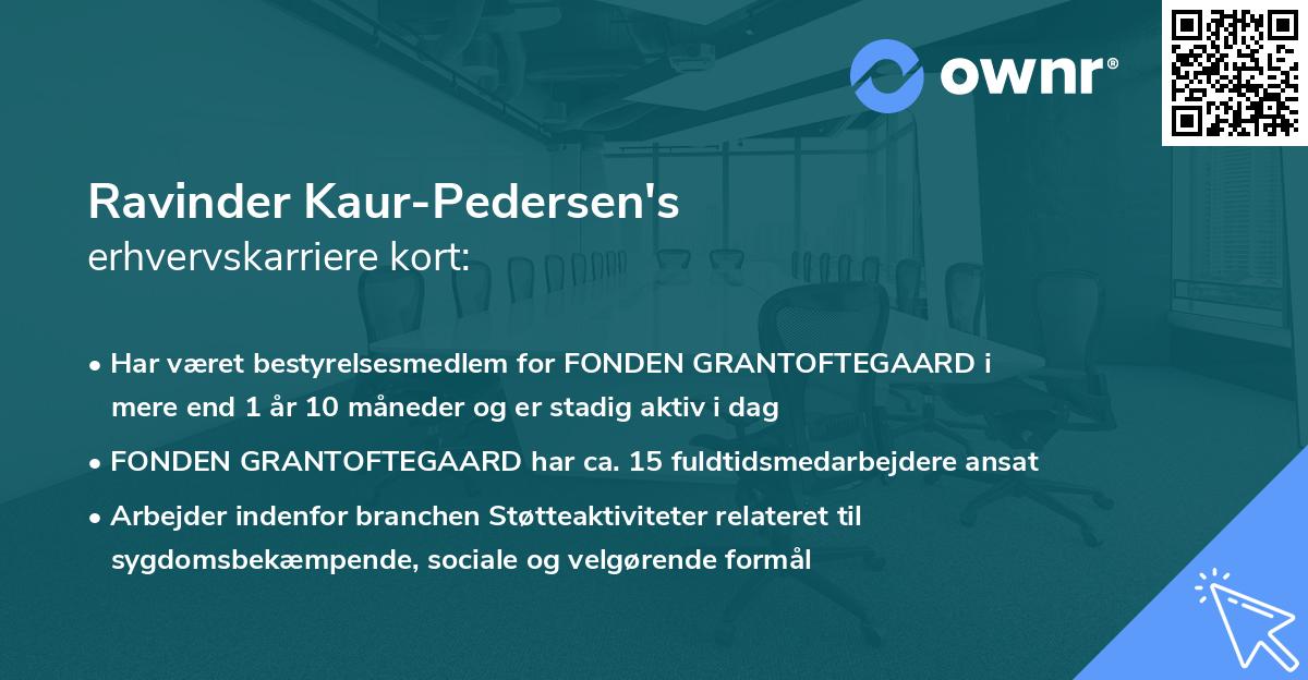 Ravinder Kaur-Pedersen's erhvervskarriere kort