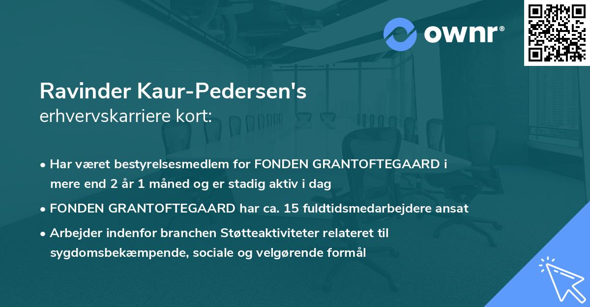 Ravinder Kaur-Pedersen's erhvervskarriere kort