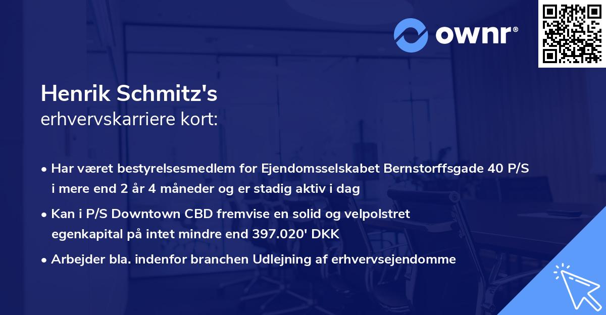 Henrik Schmitz's erhvervskarriere kort