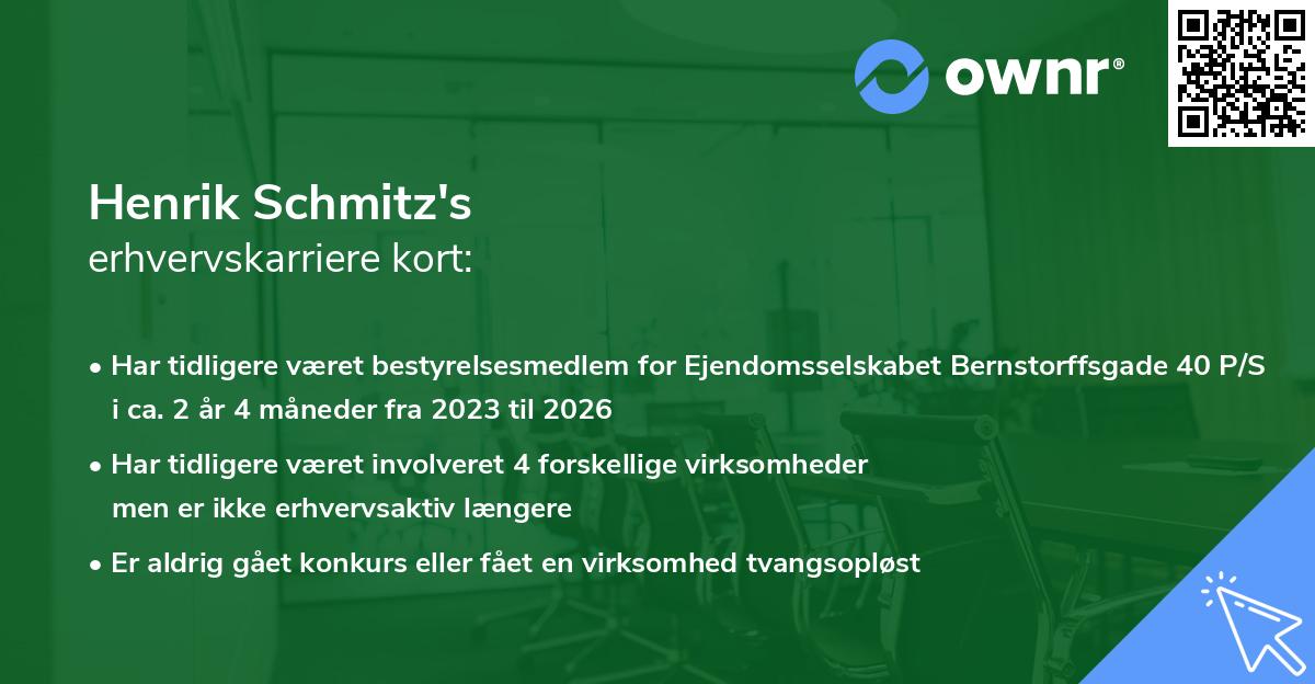 Henrik Schmitz's erhvervskarriere kort