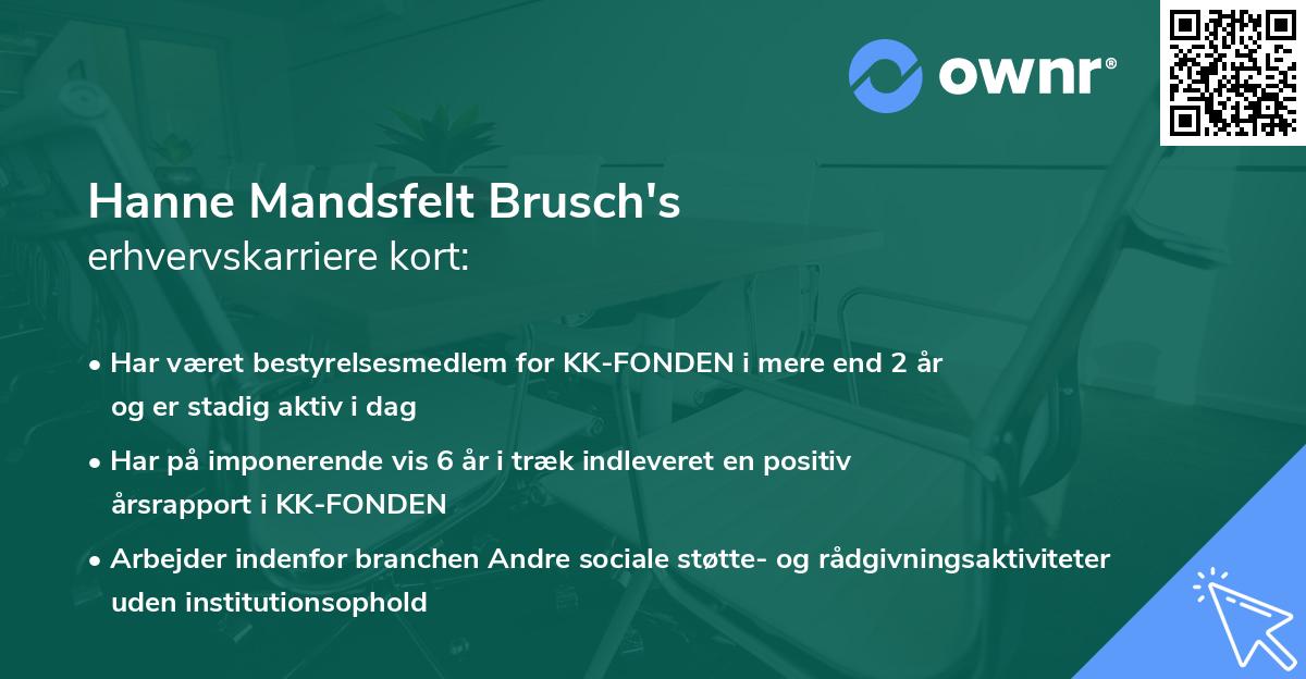Hanne Mandsfelt Brusch's erhvervskarriere kort