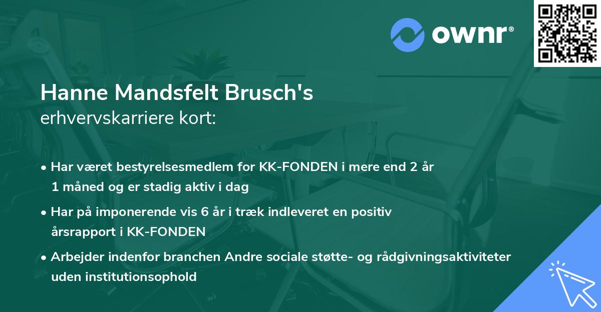 Hanne Mandsfelt Brusch's erhvervskarriere kort
