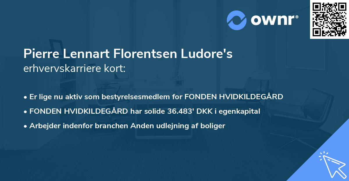 Pierre Lennart Florentsen Ludore's erhvervskarriere kort