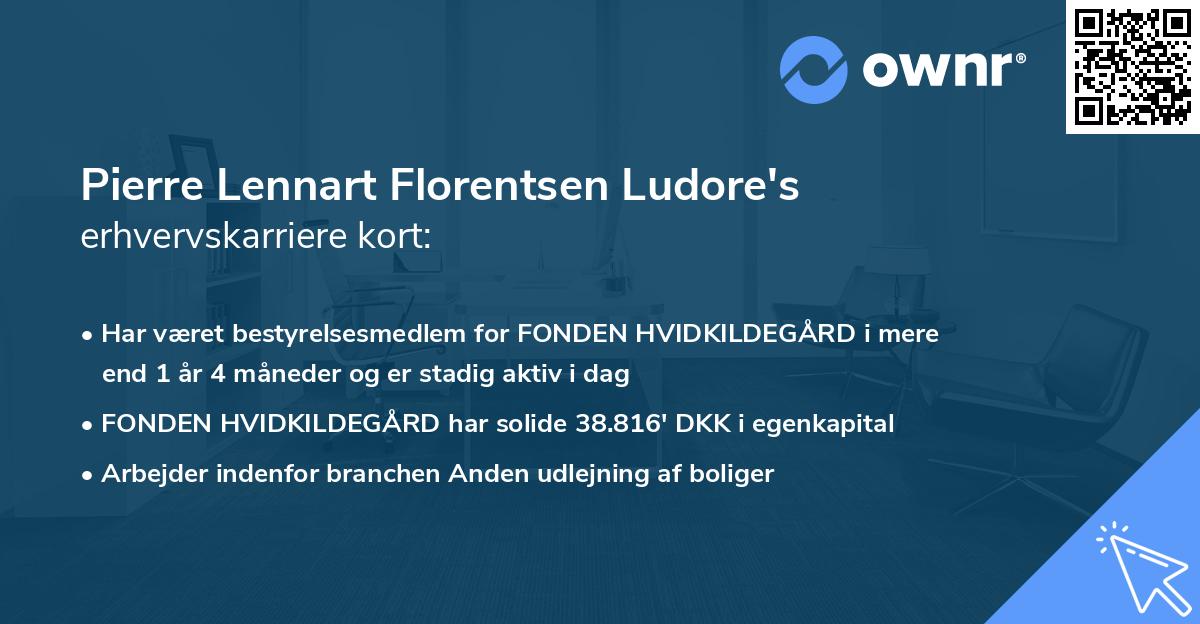 Pierre Lennart Florentsen Ludore's erhvervskarriere kort