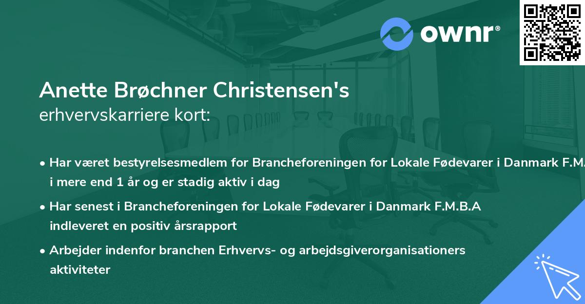 Anette Brøchner Christensen's erhvervskarriere kort