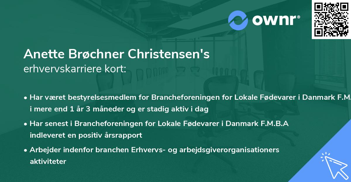 Anette Brøchner Christensen's erhvervskarriere kort