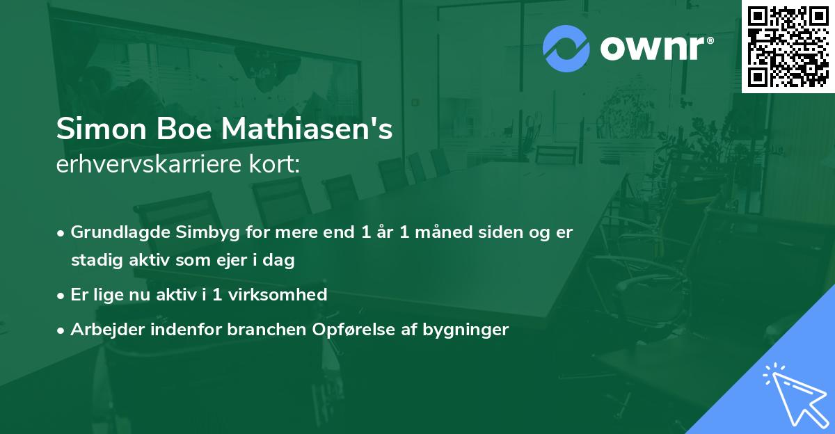 Simon Boe Mathiasen's erhvervskarriere kort