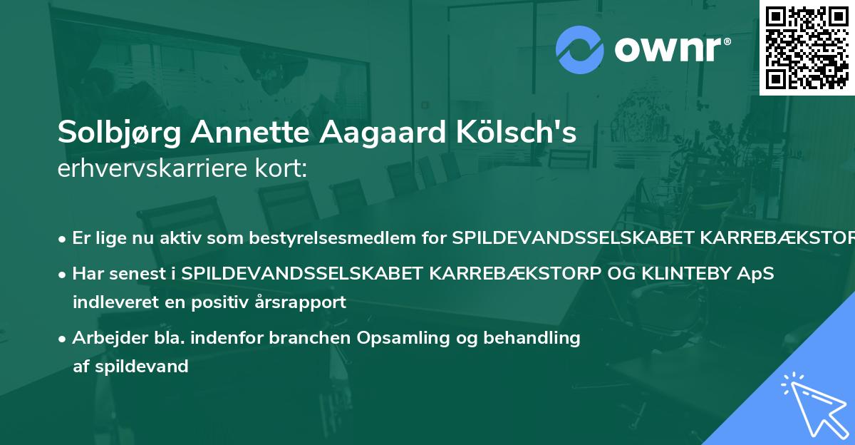 Solbjørg Annette Aagaard Kölsch's erhvervskarriere kort