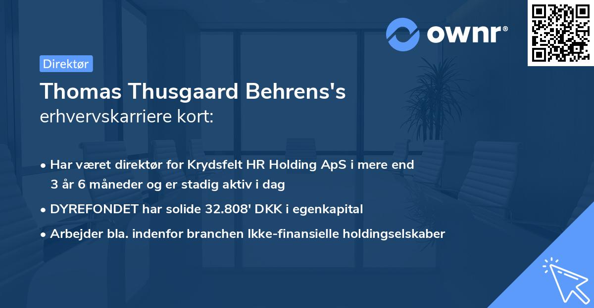Thomas Thusgaard Behrens's erhvervskarriere kort