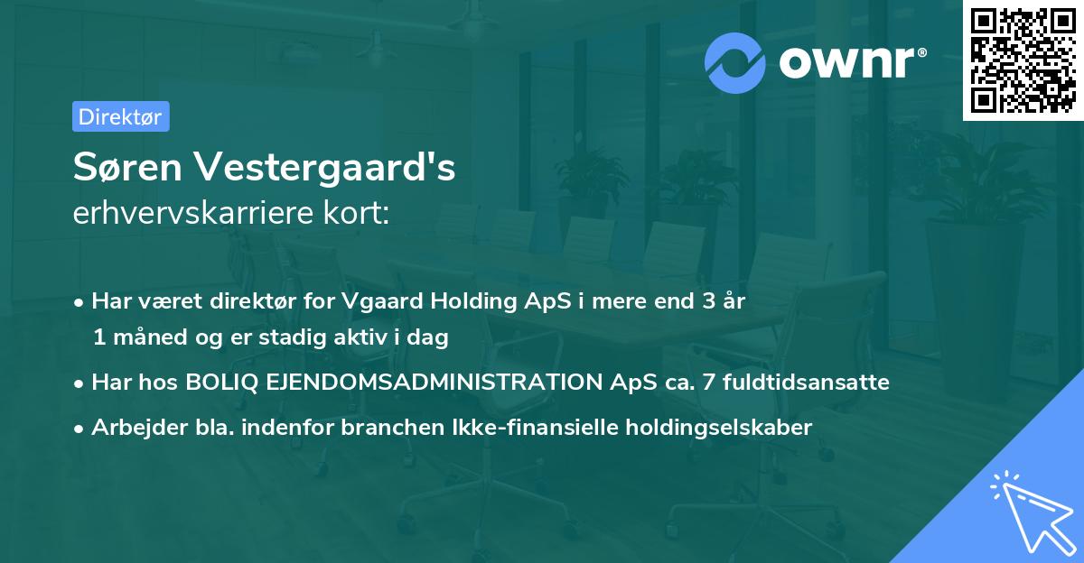Søren Vestergaard's erhvervskarriere kort