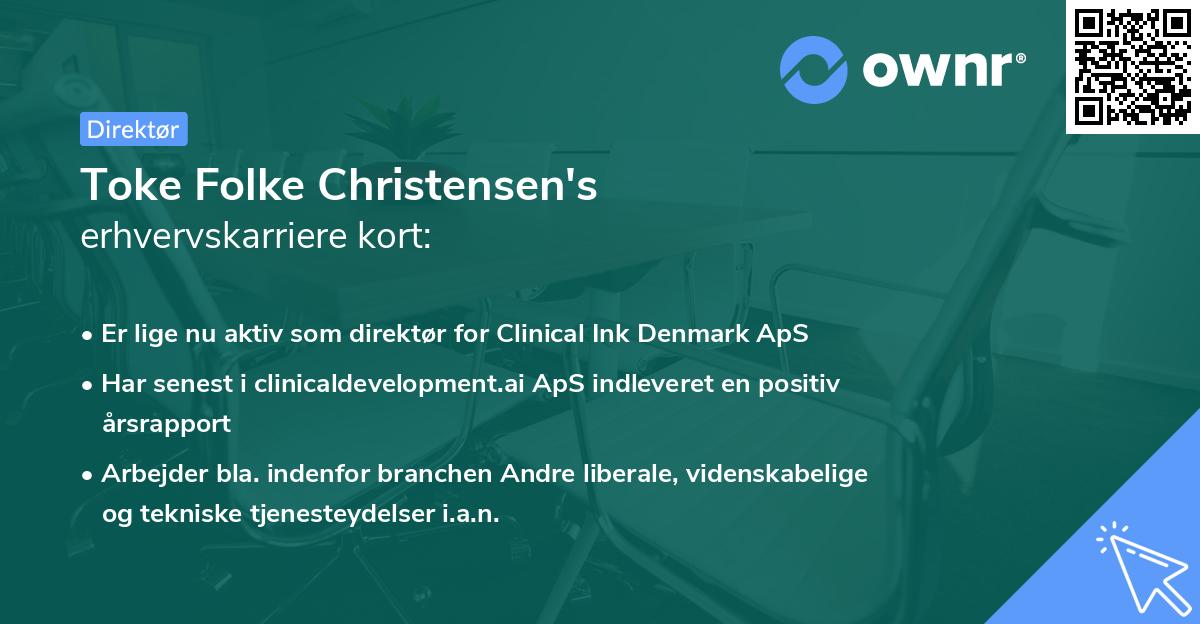 Toke Folke Christensen's erhvervskarriere kort