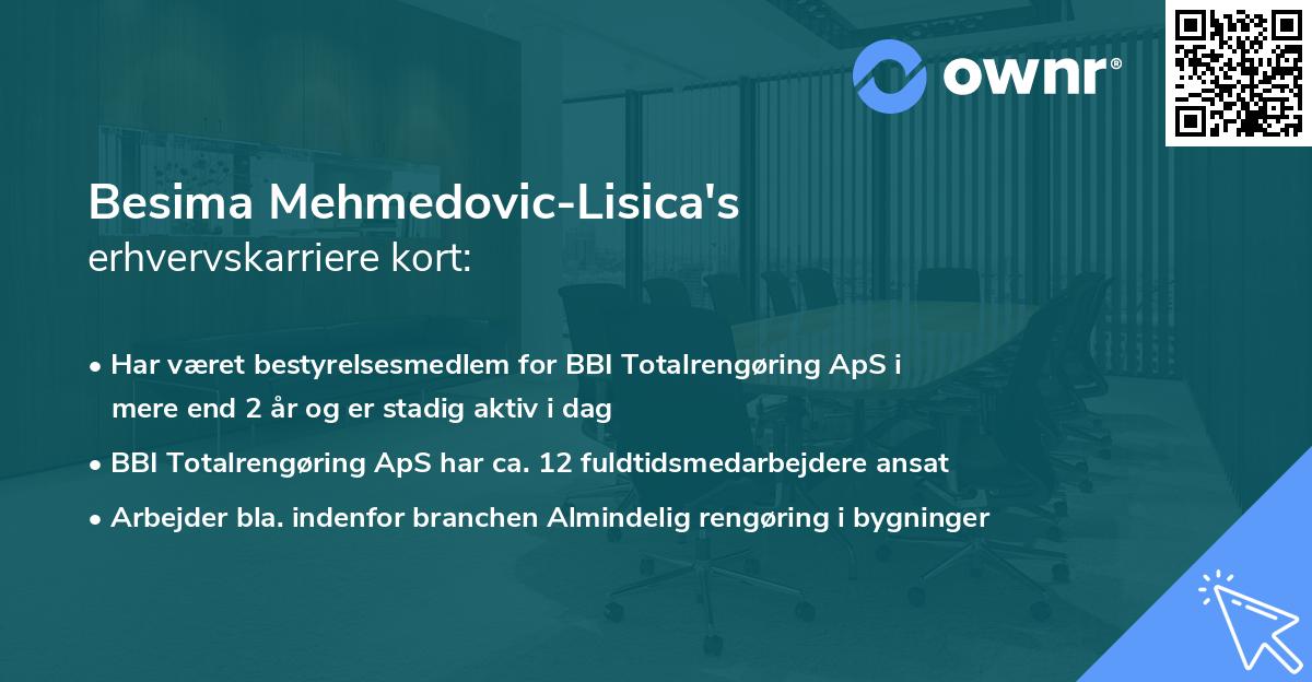 Besima Mehmedovic-Lisica's erhvervskarriere kort