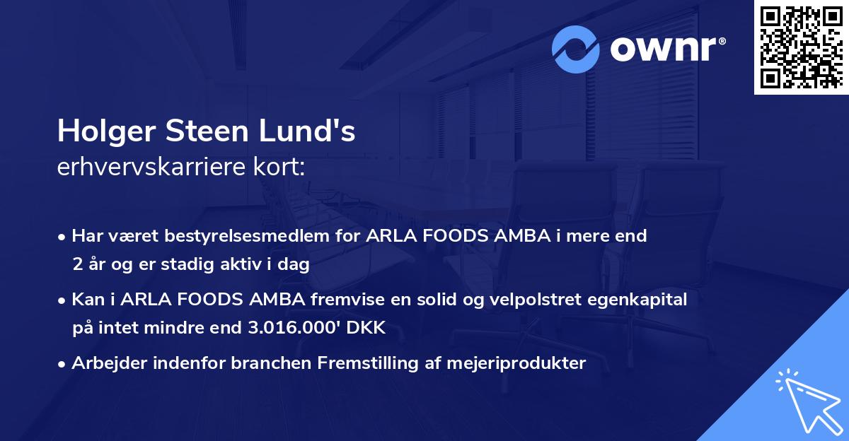 Holger Steen Lund's erhvervskarriere kort