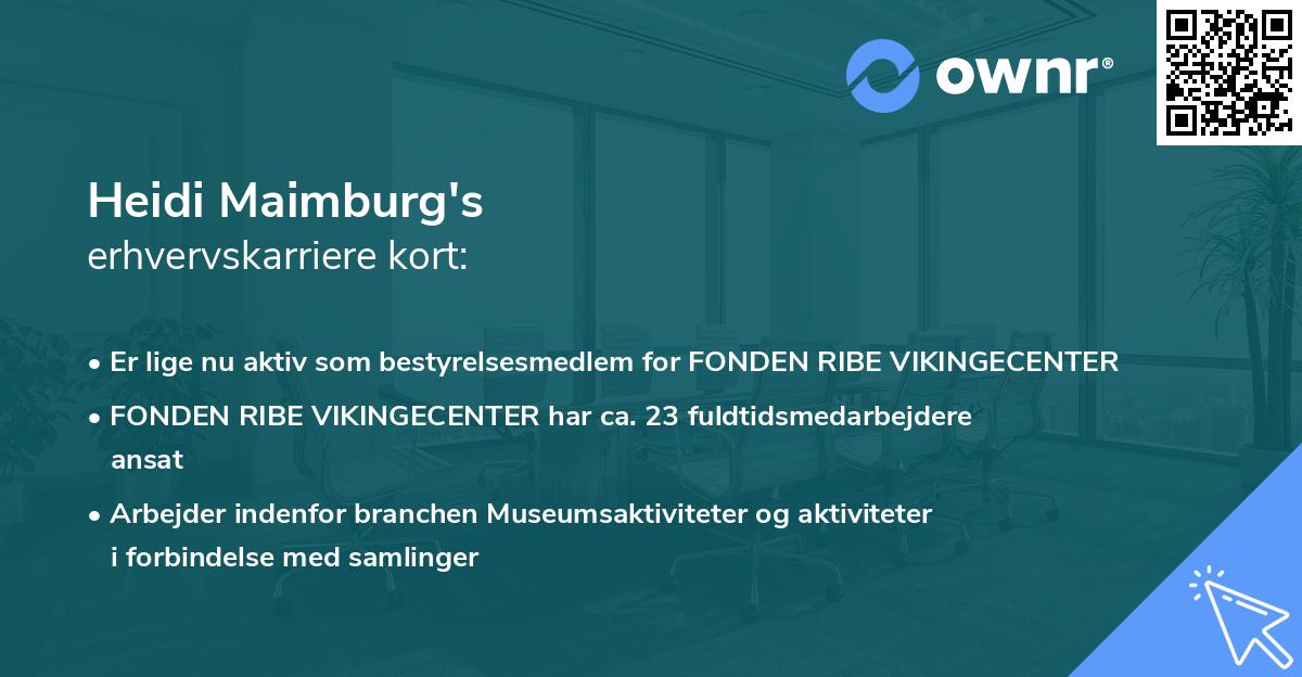 Heidi Maimburg's erhvervskarriere kort