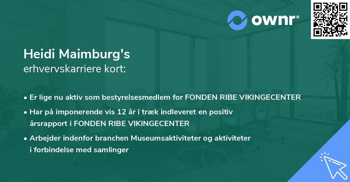 Heidi Maimburg's erhvervskarriere kort