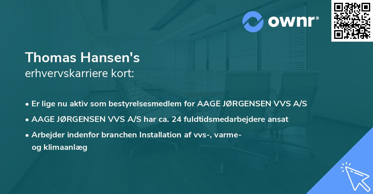 Thomas Hansen's erhvervskarriere kort