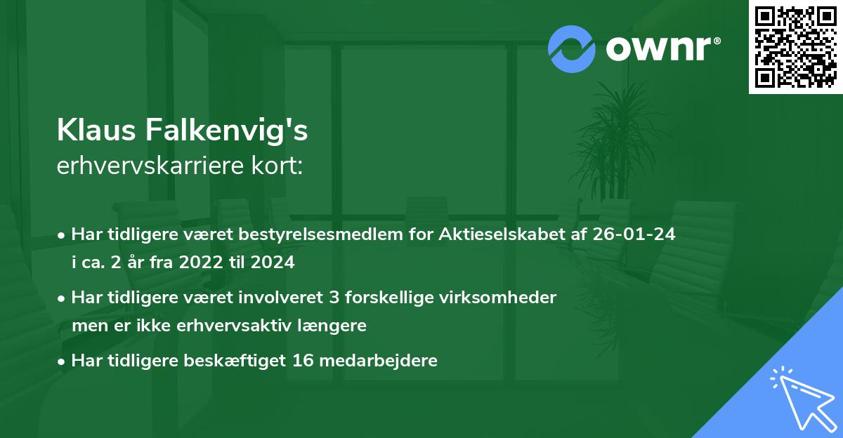 Klaus Falkenvig's erhvervskarriere kort