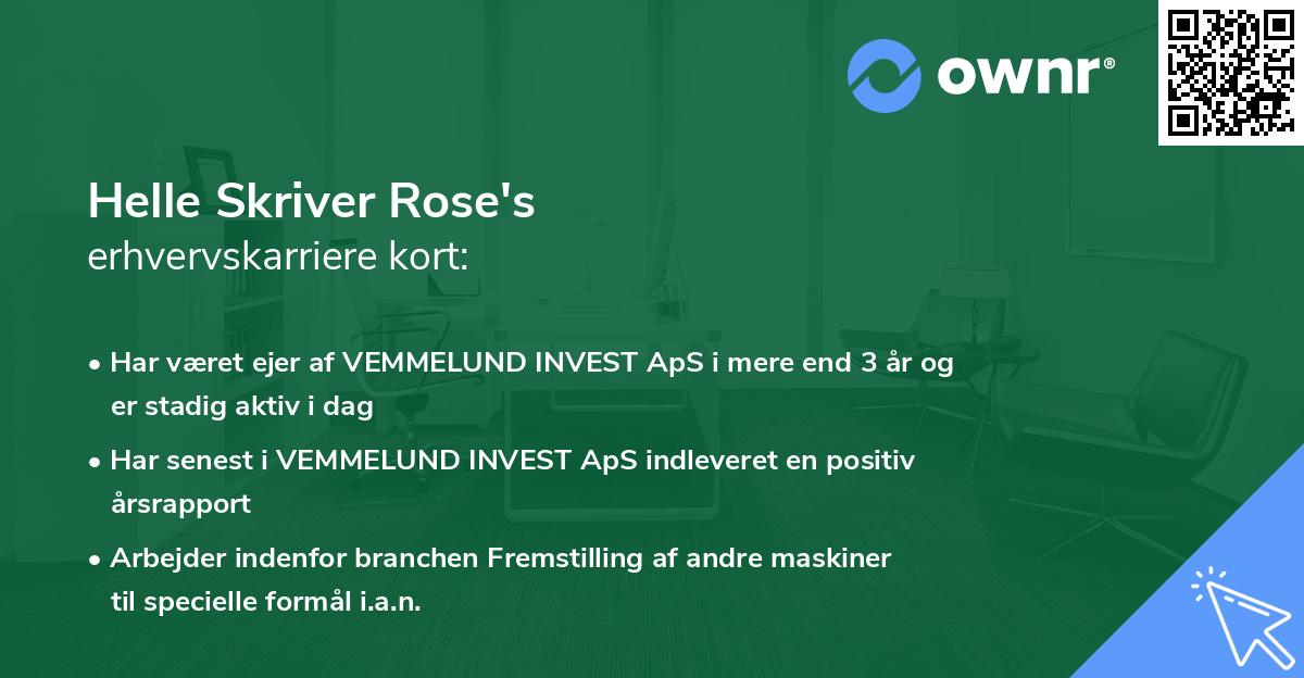 Helle Skriver Rose's erhvervskarriere kort