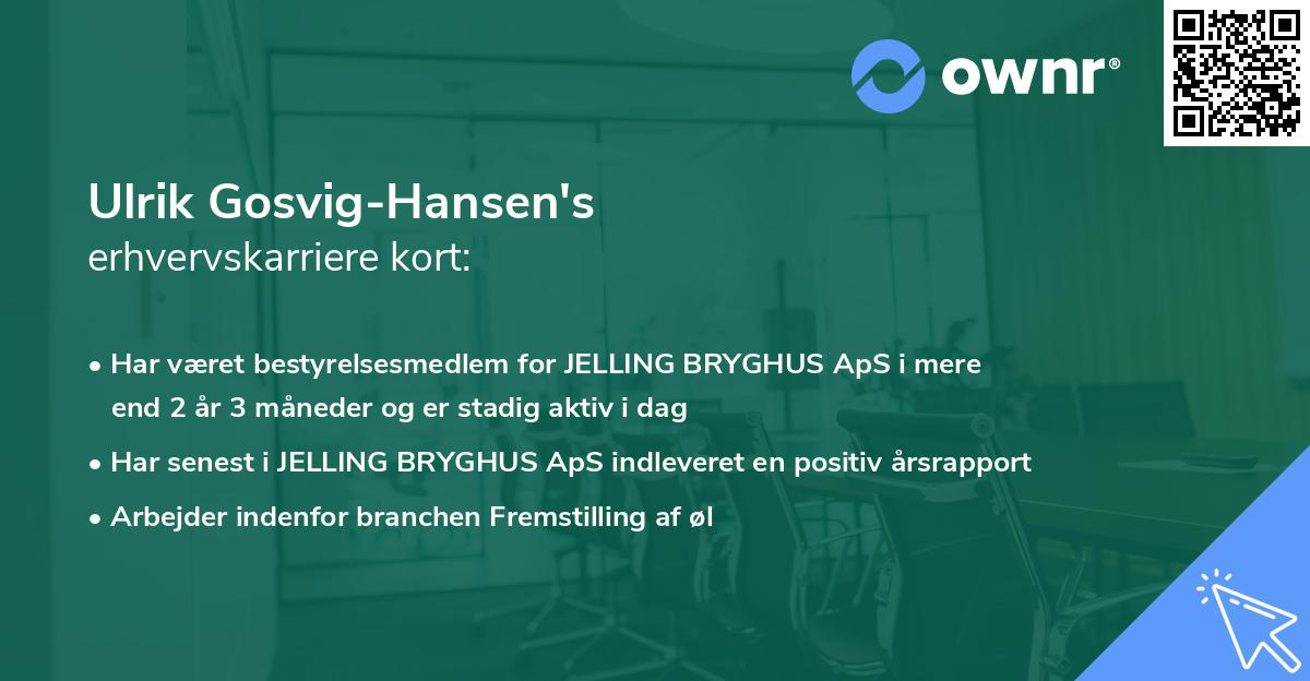 Ulrik Gosvig-Hansen's erhvervskarriere kort