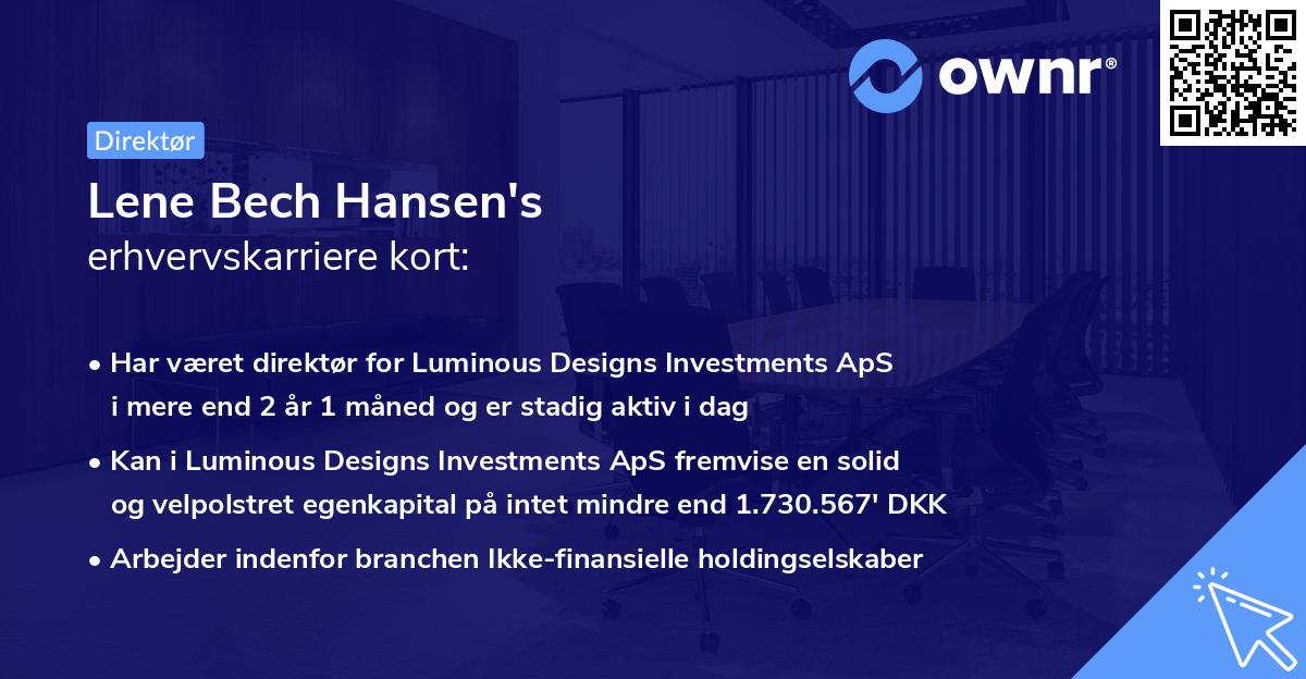 Lene Bech Hansen's erhvervskarriere kort