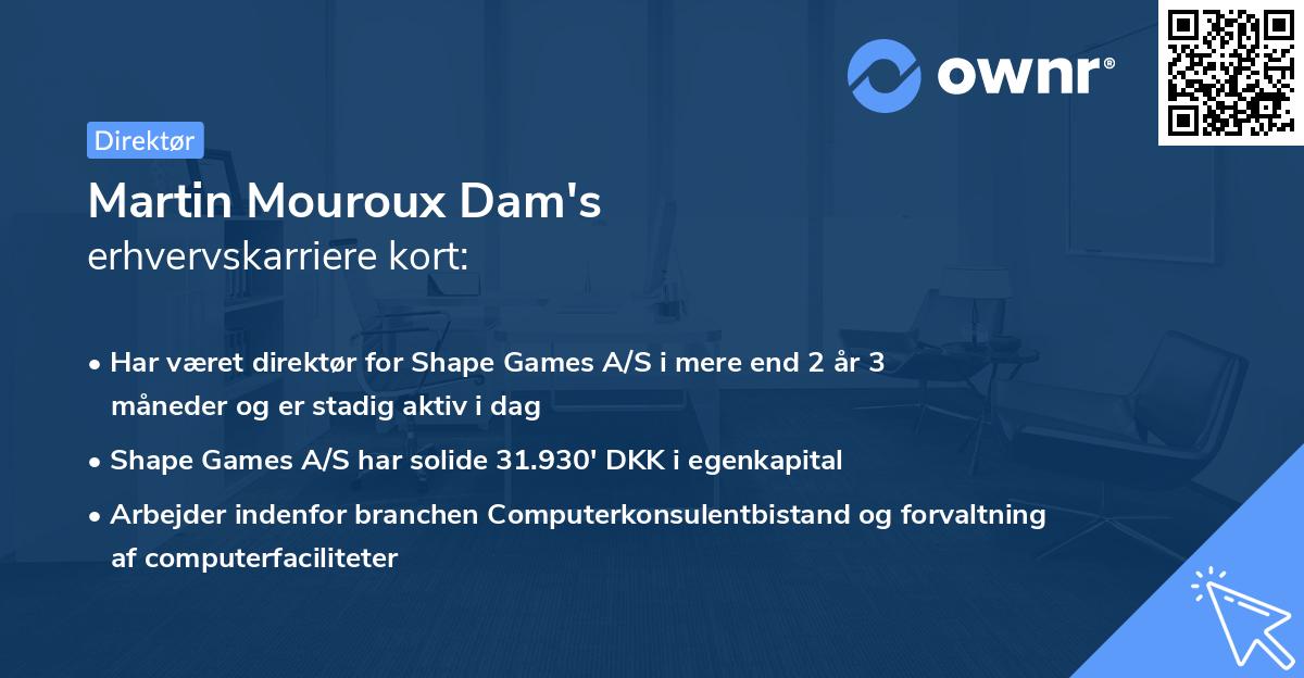 Martin Mouroux Dam's erhvervskarriere kort