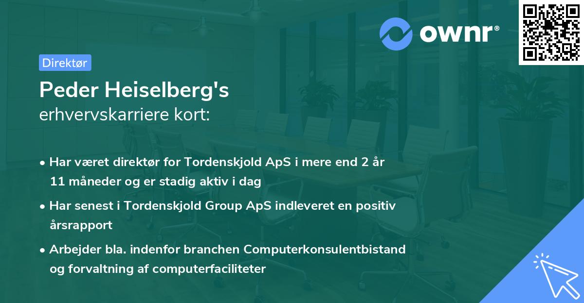 Peder Heiselberg's erhvervskarriere kort