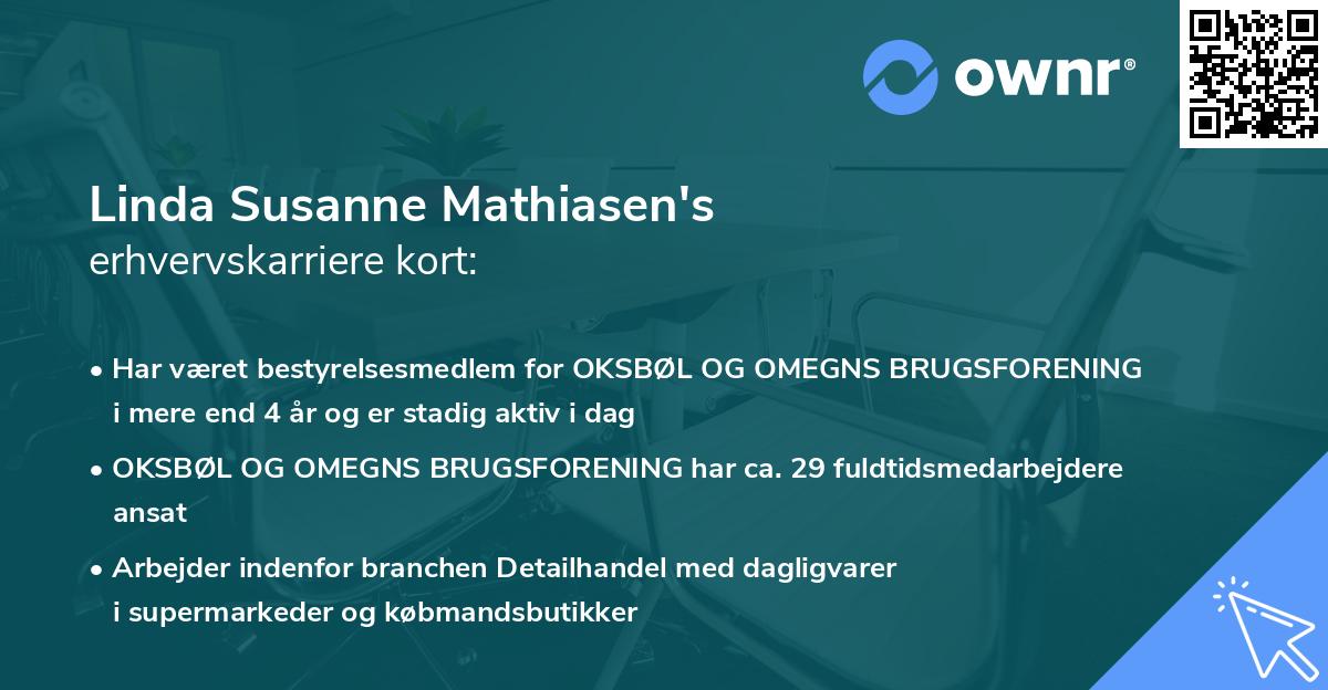 Linda Susanne Mathiasen's erhvervskarriere kort