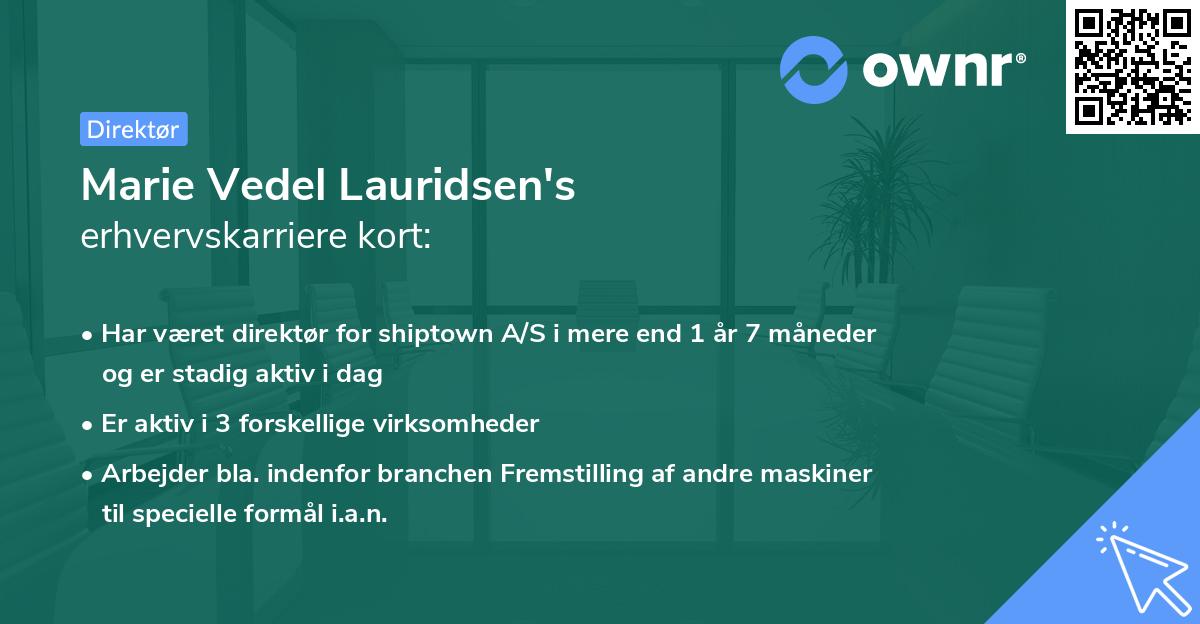 Marie Vedel Lauridsen's erhvervskarriere kort