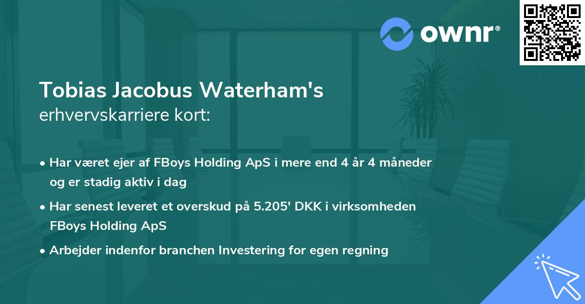 Tobias Jacobus Waterham's erhvervskarriere kort