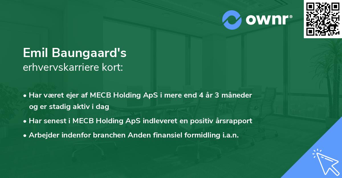 Emil Baungaard's erhvervskarriere kort