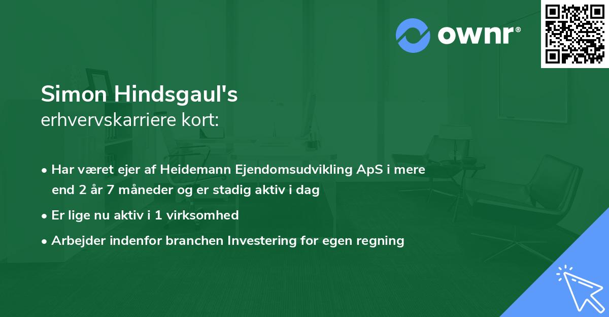 Simon Hindsgaul's erhvervskarriere kort