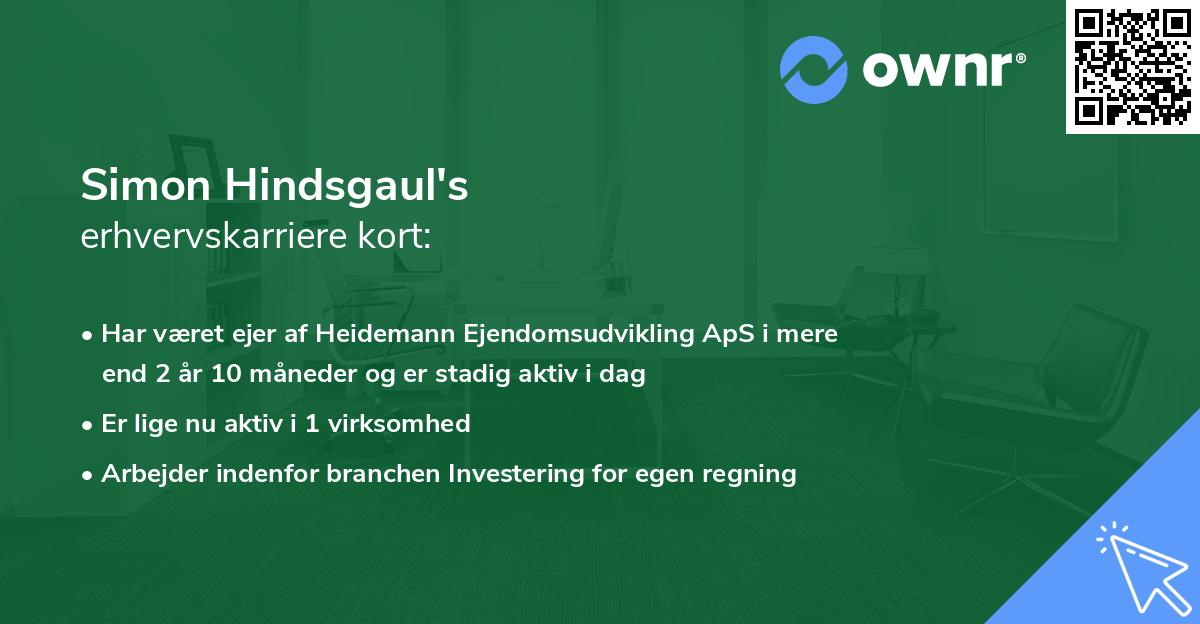 Simon Hindsgaul's erhvervskarriere kort