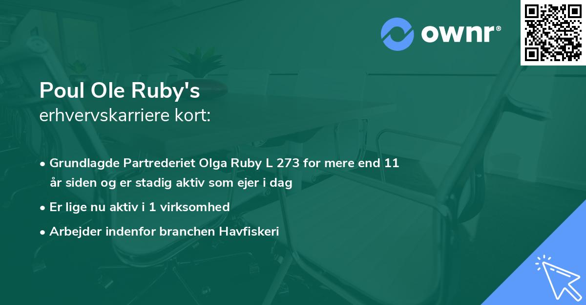 Poul Ole Ruby's erhvervskarriere kort