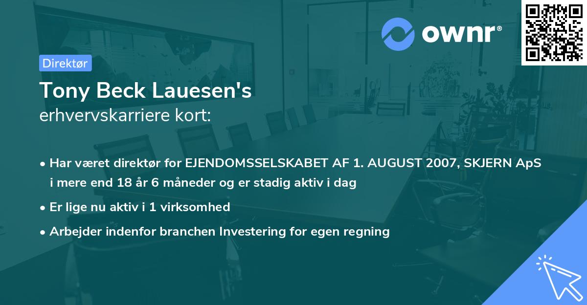 Tony Beck Lauesen's erhvervskarriere kort