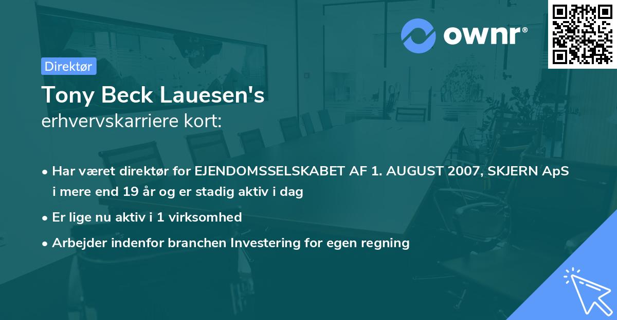 Tony Beck Lauesen's erhvervskarriere kort