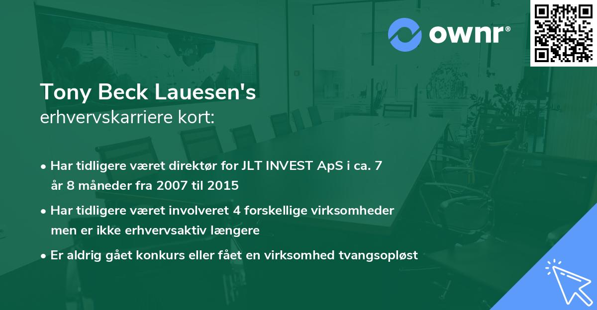 Tony Beck Lauesen's erhvervskarriere kort