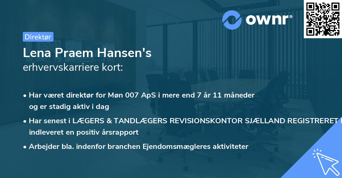 Lena Praem Hansen's erhvervskarriere kort